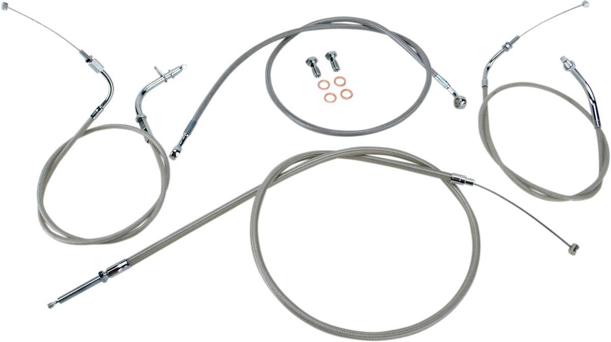 BARON Stainless Handlebar Cable/Line Kit - 12"-14" / XVS650CU 0650-0998