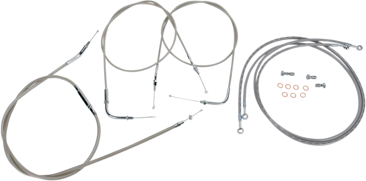 BARON Stainless Handlebar Cable/Line Kit - 15"-17" / '04-'07 Roadstar 0650-1013