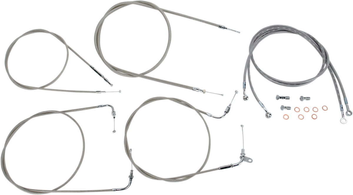 BARON Stainless Handlebar Cable/Line Kit - 15"-17" / XVS1100CL 0650-1014