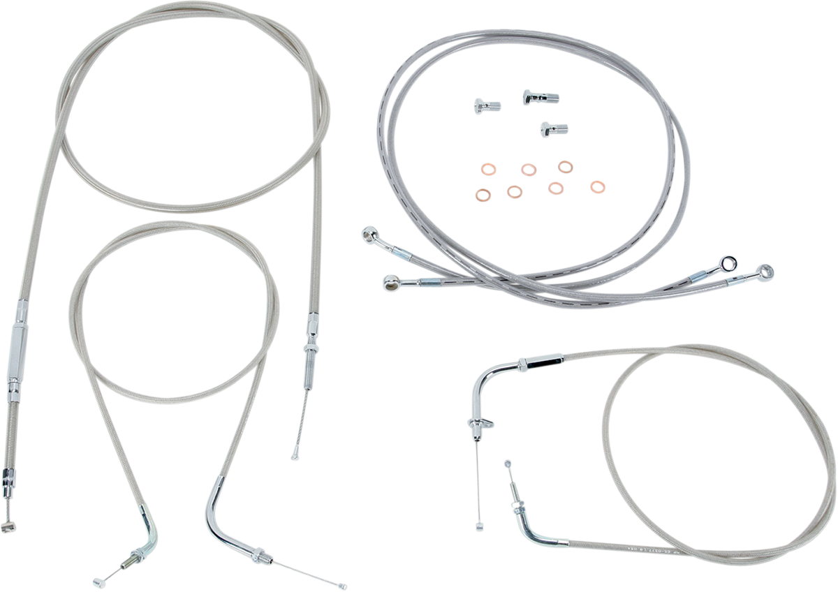 BARON Stainless Handlebar Cable/Line Kit - 15"-17" / XVS1300 0650-1019