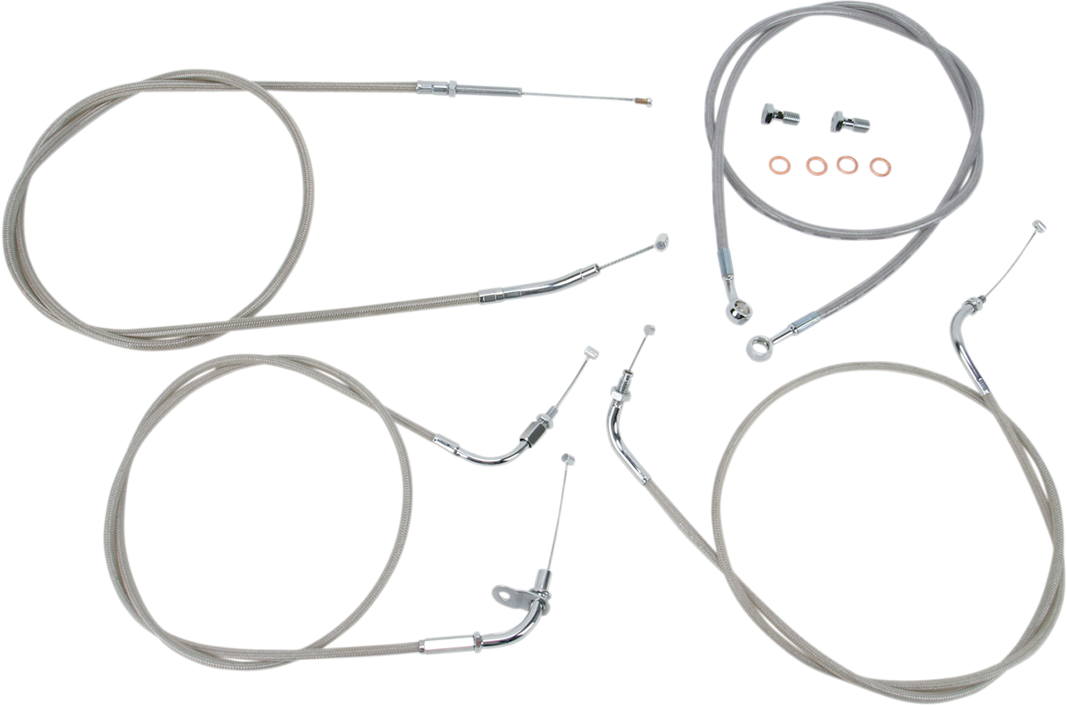 BARON Stainless Handlebar Cable/Line Kit - 15"-17" / XVS650CL 0650-1011