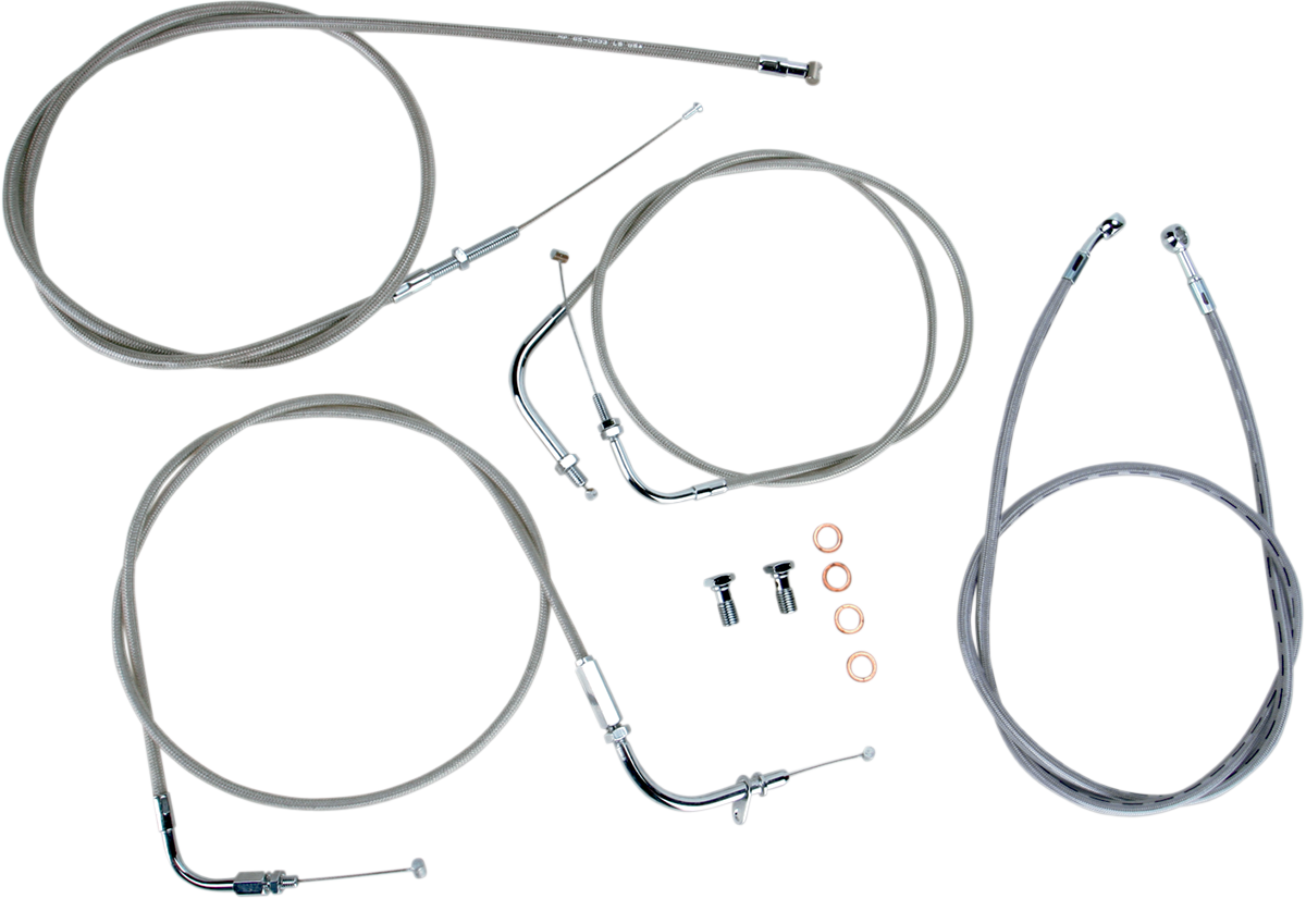 BARON Stainless Handlebar Cable/Line Kit - 15"-17" / XVS650CU 0650-1010