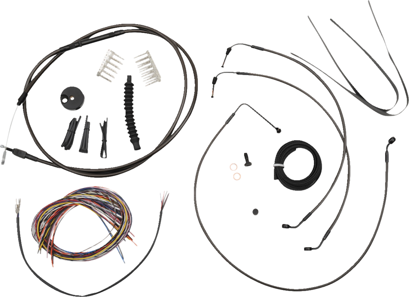 LA CHOPPERS Complete Midnight Braided Handlebar Cable/Brake Line Kit — Standard