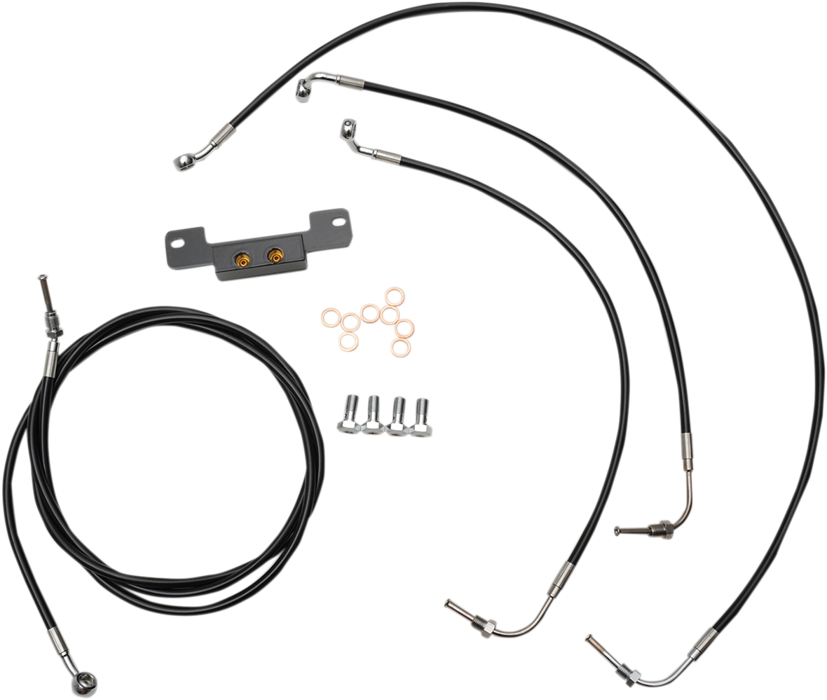 LA CHOPPERS Standard Black Vinyl Handlebar Cable/Brake Line Kit — Ape Hanger