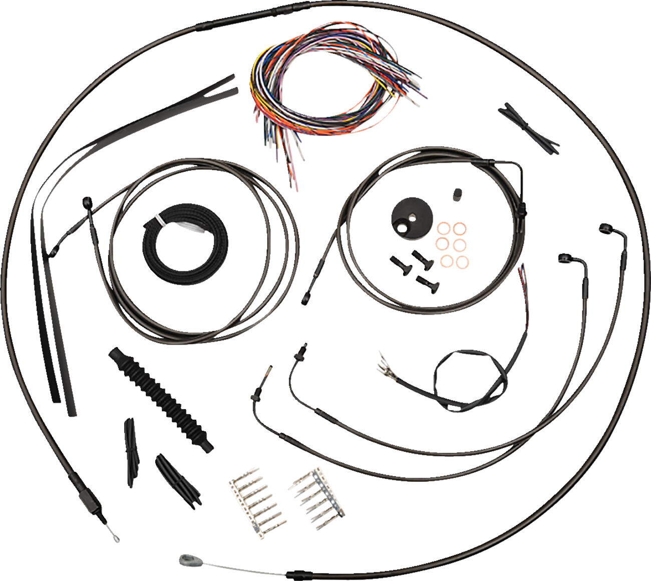 LA CHOPPERS Complete Midnight Braided Handlebar Cable/Brake Line Kit — Mini