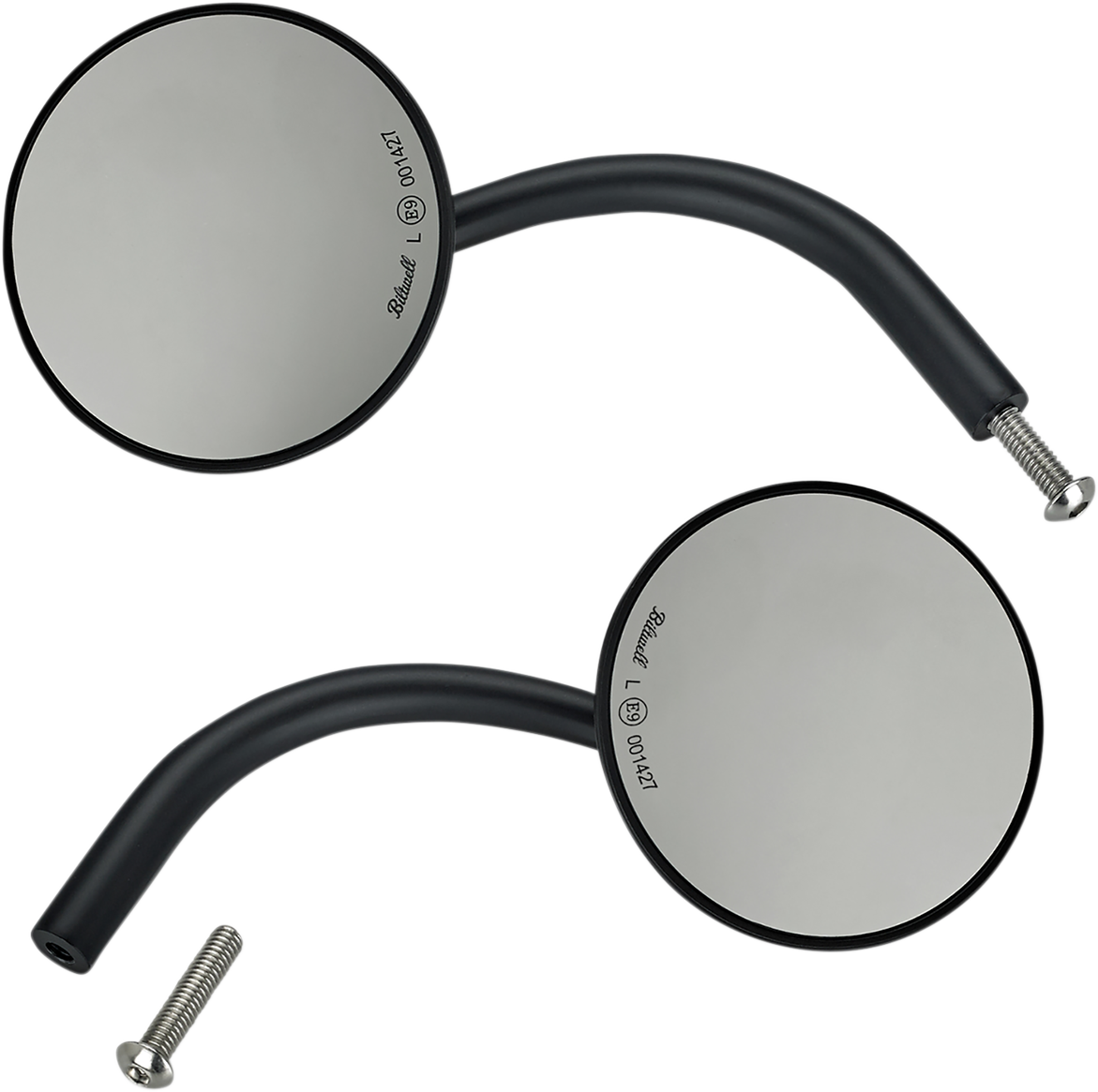 BILTWELL Mirrors - Utility / Side View / Round / Perch / Black / Pair 0640-1328