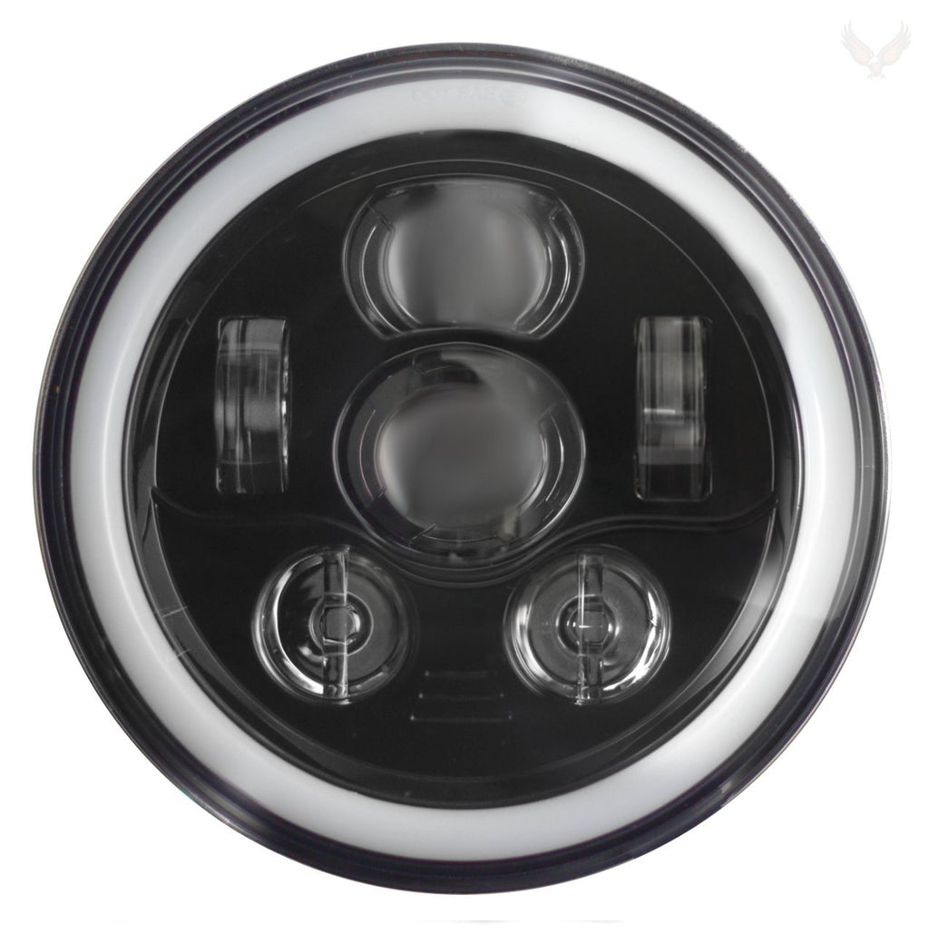 Eagle Lights 7" Round LED Projection Headlight Generation III- Black - Halo Ring - Jeep Wrangler