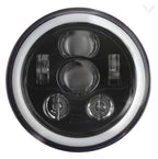 Eagle Lights 7" Round LED Projection Headlight Generation III- Black - Halo Ring - Jeep Wrangler