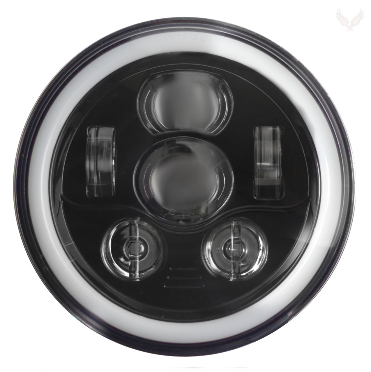 Eagle Lights 7" Round LED Projection Headlight Generation III- Black - Halo Ring - Jeep Wrangler
