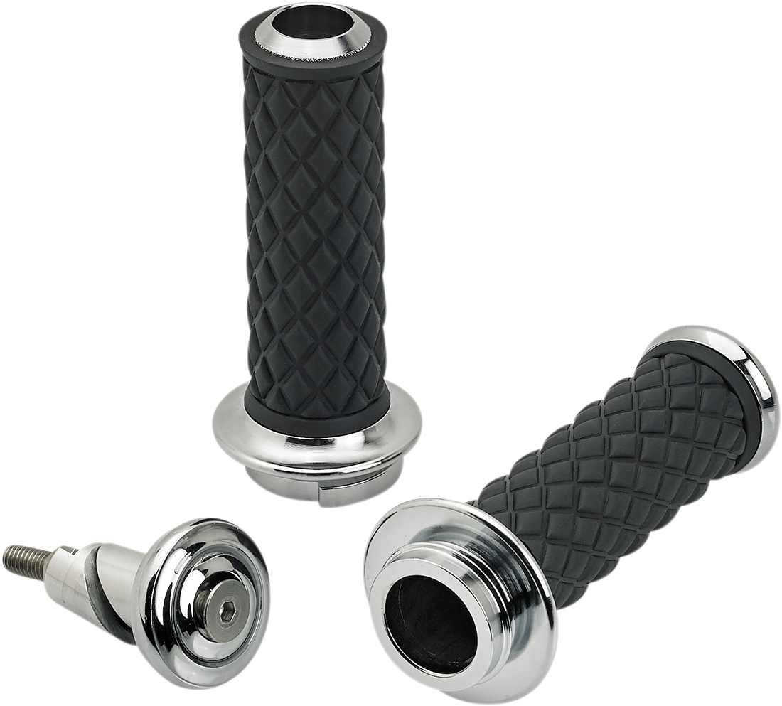 BILTWELL Alumicore Grips - TBW / Chrome 0630-2323