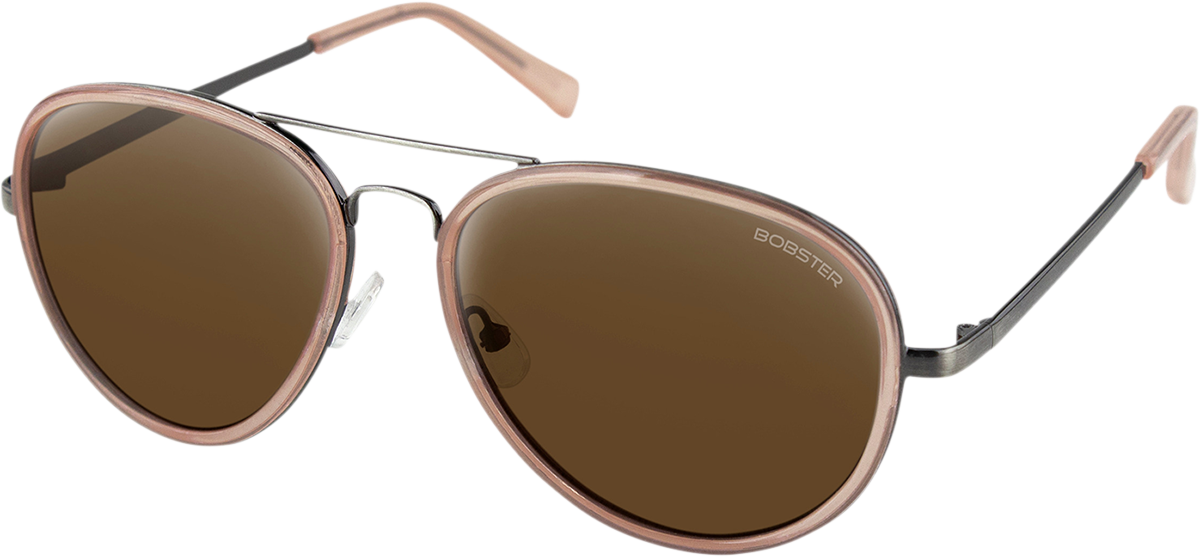 BOBSTER Goose Sunglasses - Gloss Clear Blush Gunmetal / Brown HD Silver Mirror Lens 2610-1390