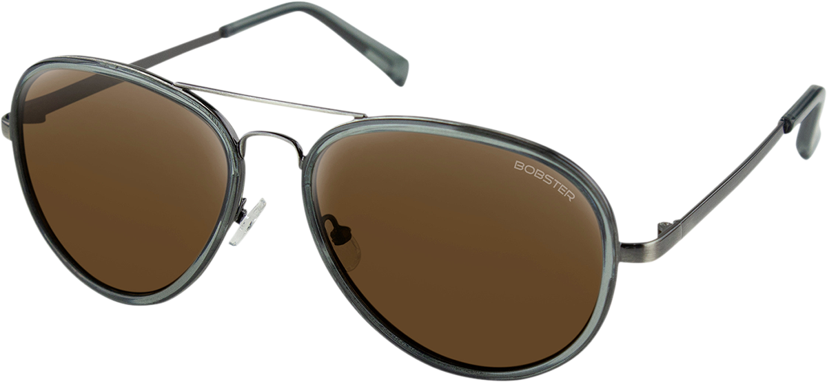 BOBSTER Goose Sunglasses - Gloss Clear Slate Gunmetal / Brown HD Silver Mirror Lens 2610-1389