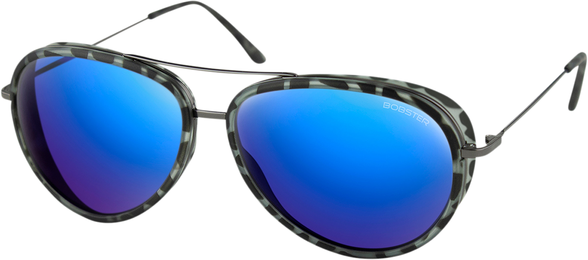 BOBSTER Ice Sunglasses - Matte Gray Tortoise Gunmetal / Brown HD Blue Mirror Lens 2610-1392