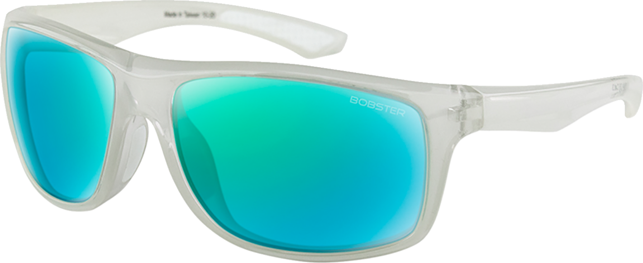BOBSTER Luna Sunglasses - Gloss Crystal Pearl / Light Blue Green Mirror Lens 2610-1484