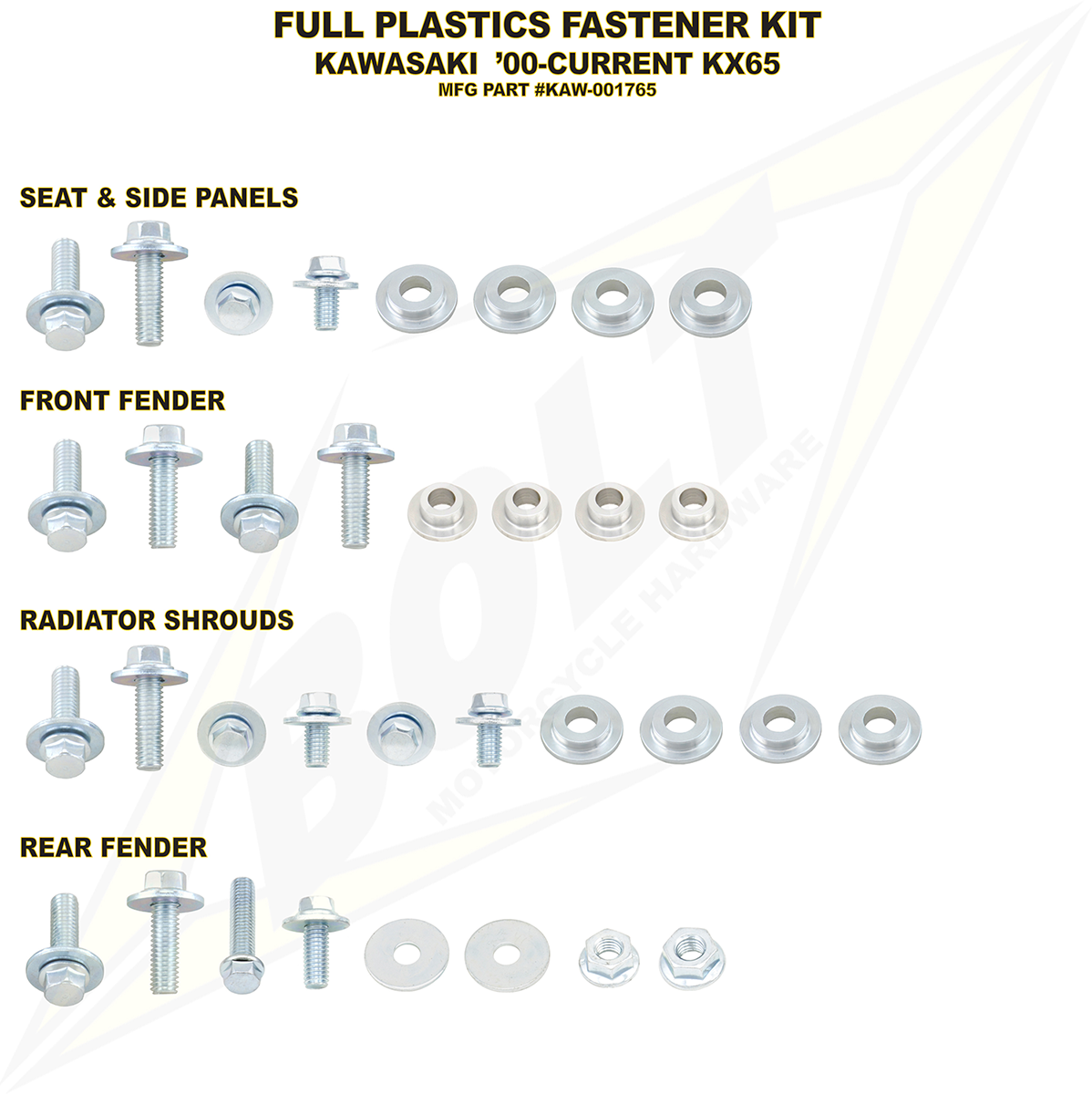 BOLT Body Work Fastener Kit - '00-'26 Kawasaki KX65 2401-0938