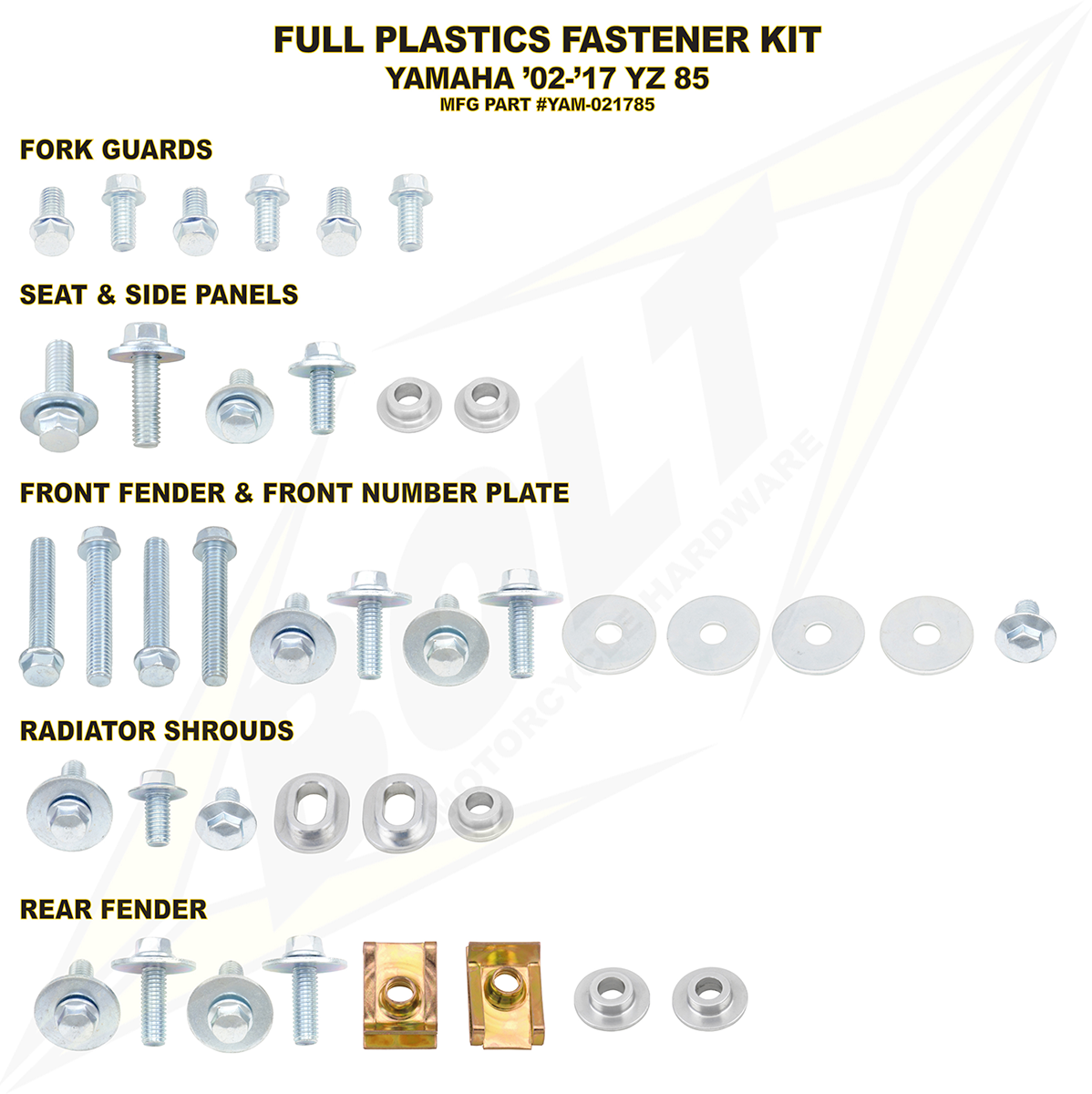 BOLT Body Work Fastener Kit - '02-'21 Yamaha YZ85 2401-0936