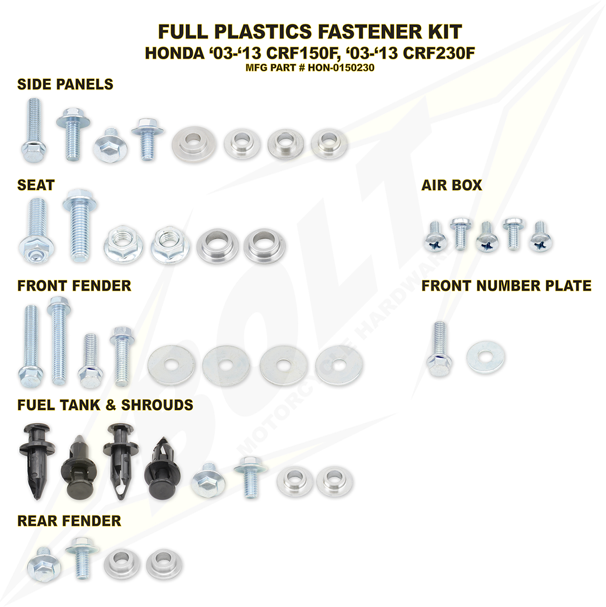 BOLT Body Work Fastener Kit - '03-'26 Honda CRF150F/230F 2401-0848