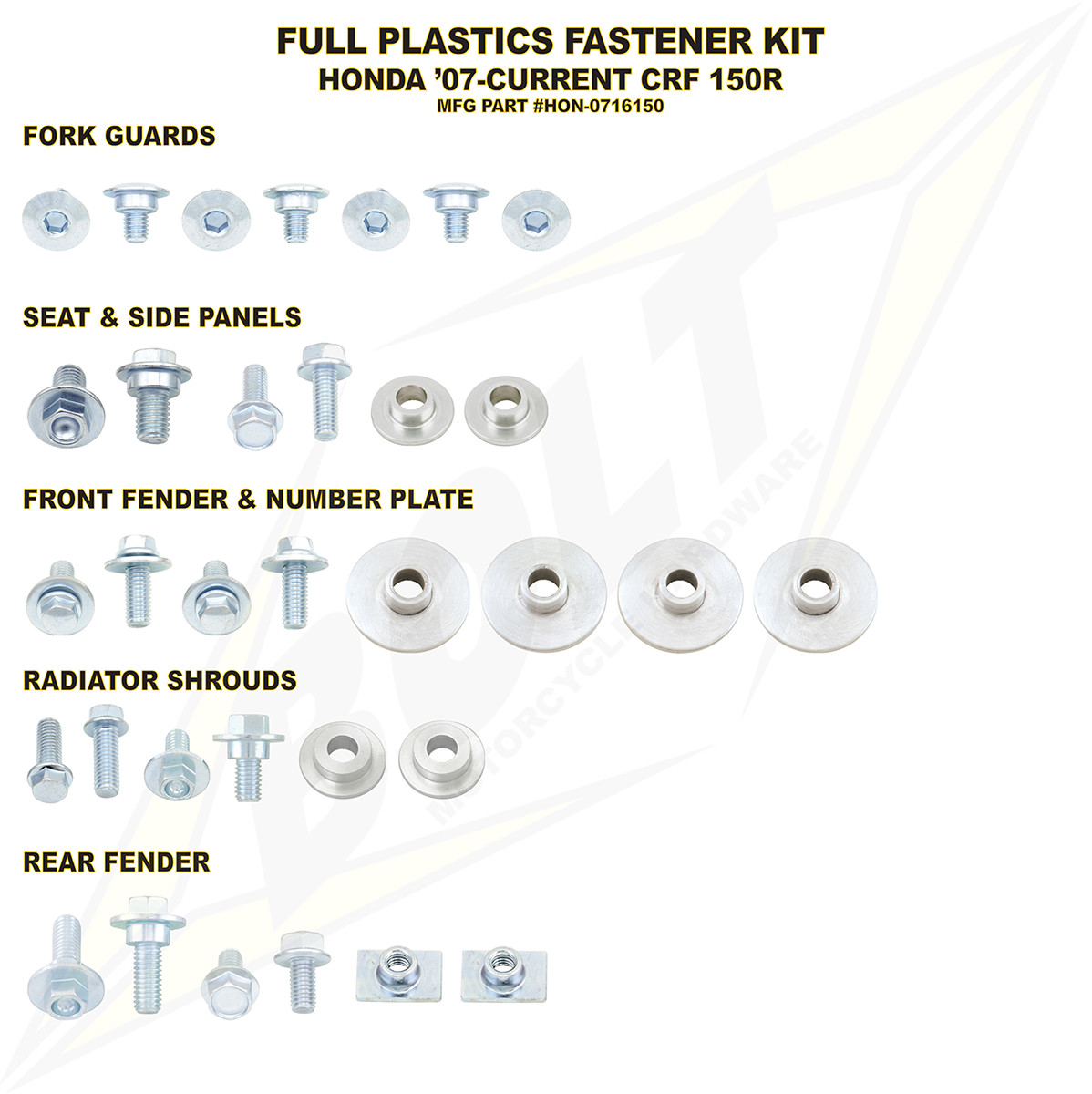 BOLT Body Work Fastener Kit - '07-'26 Honda CRF150R 2401-0937