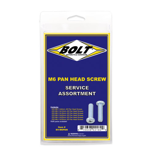 BOLT M6 Phillips Head Assortment 120/PK - SV-M6PAN