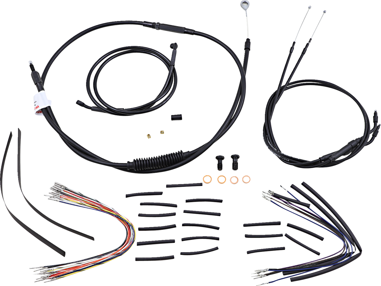BURLY BRAND Complete Black Vinyl Handlebar Cable/Line Kit for Ape Hangers - 12" / '06 FXD 0610-0492
