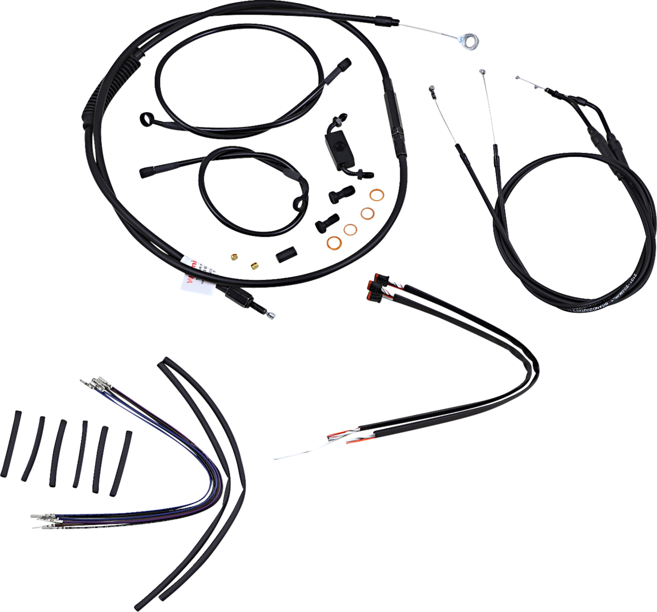 BURLY BRAND Complete Black Vinyl Handlebar Cable/Line Kit for Ape Hangers - 12" / ABS / '12-'17 Dyna 0610-1666