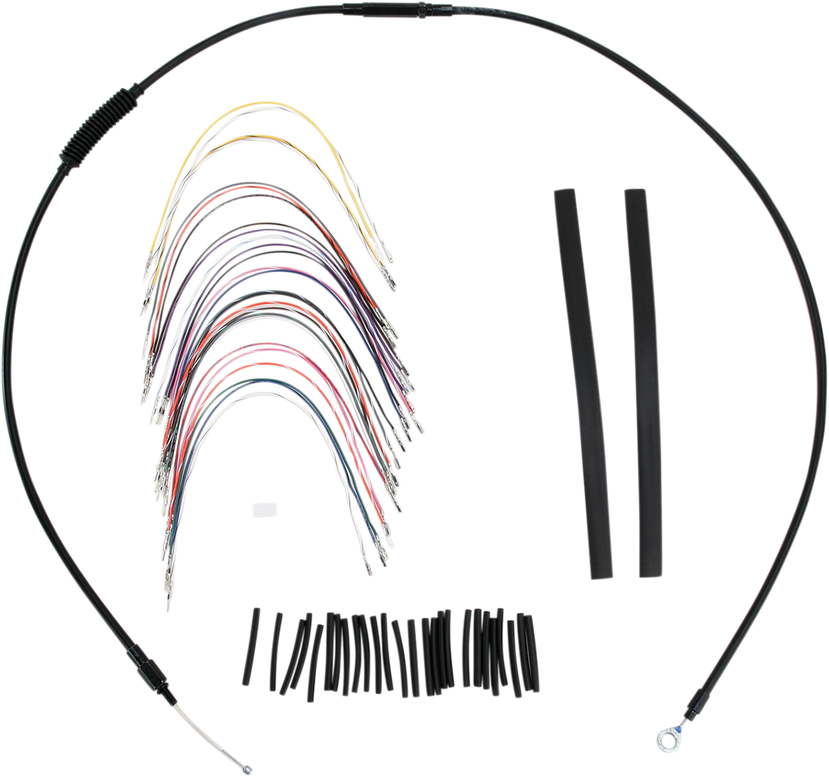 BURLY BRAND Complete Black Vinyl Handlebar Cable/Line Kit for Ape Hangers - 13" / ABS / '08-'13 FLH 0610-0631