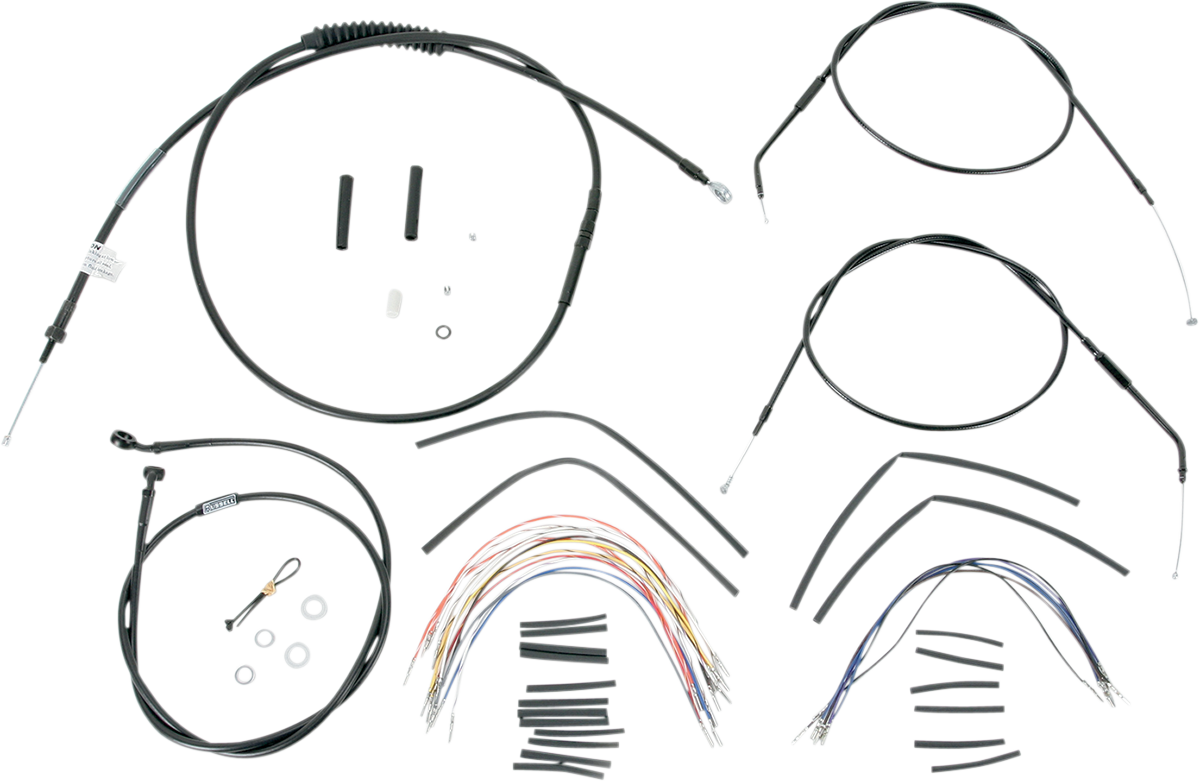 BURLY BRAND Complete Black Vinyl Handlebar Cable/Line Kit for Ape Hangers - 14" / '96-'03 Sportster 0610-0265
