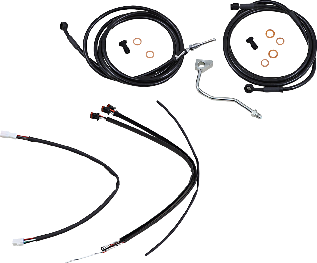 BURLY BRAND Complete Black Vinyl Handlebar Cable/Line Kit for Ape Hangers - 14" / ABS / '17-'20 Touring 0610-2089