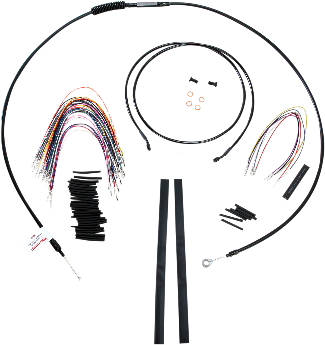 BURLY BRAND Complete Black Vinyl Handlebar Cable/Line Kit for Ape Hangers - 15" / '08-'13 FLH 0610-0761
