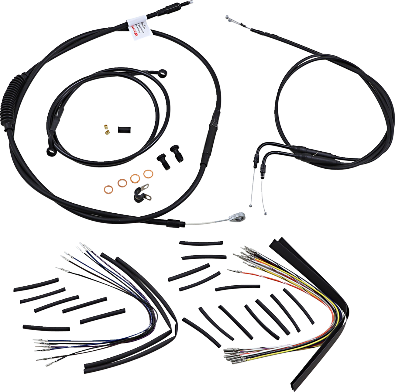 BURLY BRAND Complete Black Vinyl Handlebar Cable/Line Kit for Ape Hangers - 16" / '00-'06 FXST 0610-0484