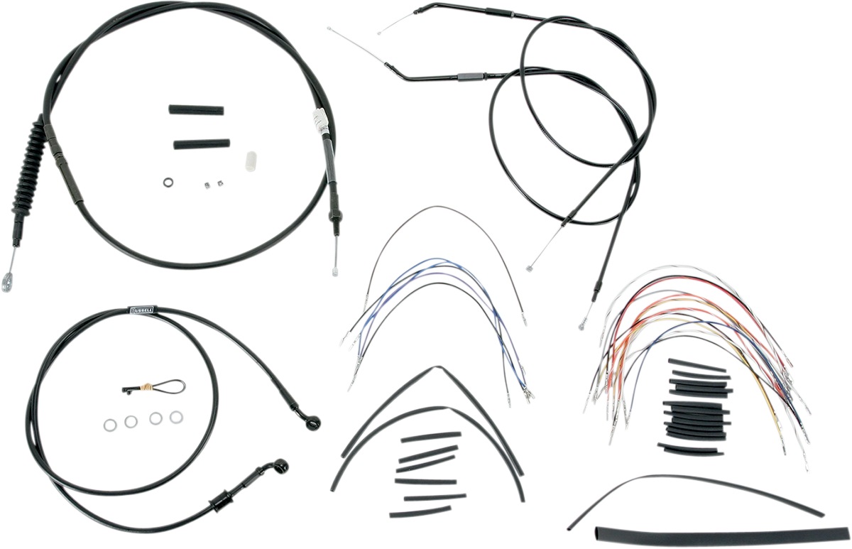 BURLY BRAND Complete Black Vinyl Handlebar Cable/Line Kit for Ape Hangers - 16" / '07-'13 Sportster 0610-0272