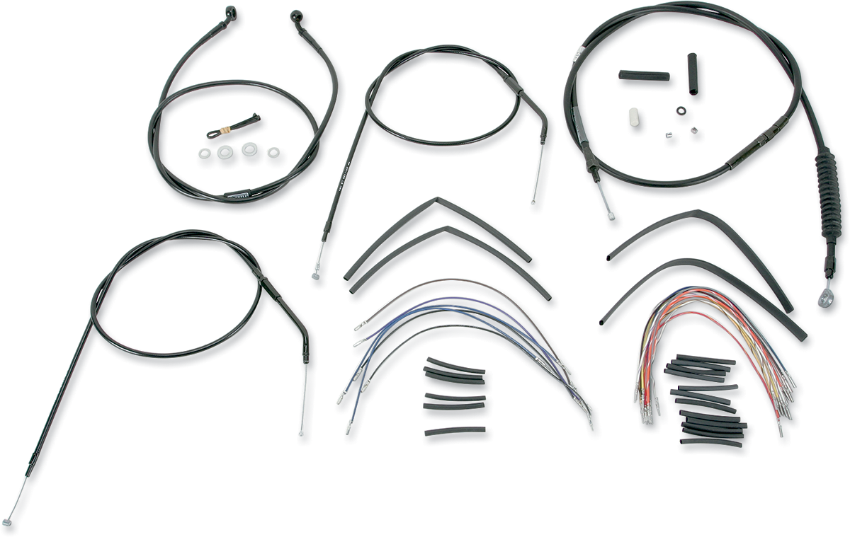 BURLY BRAND Complete Black Vinyl Handlebar Cable/Line Kit for Ape Hangers - 16" / '96-'03 Sportster 0610-0266