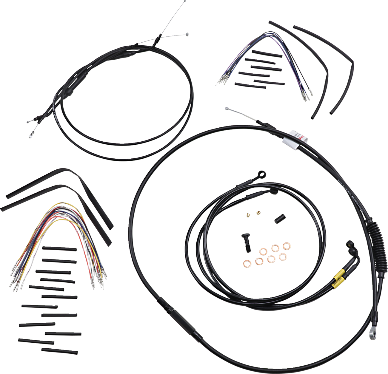 BURLY BRAND Complete Black Vinyl Handlebar Cable/Line Kit for Ape Hangers - 16" / '96-'05 FXD 0662-0612
