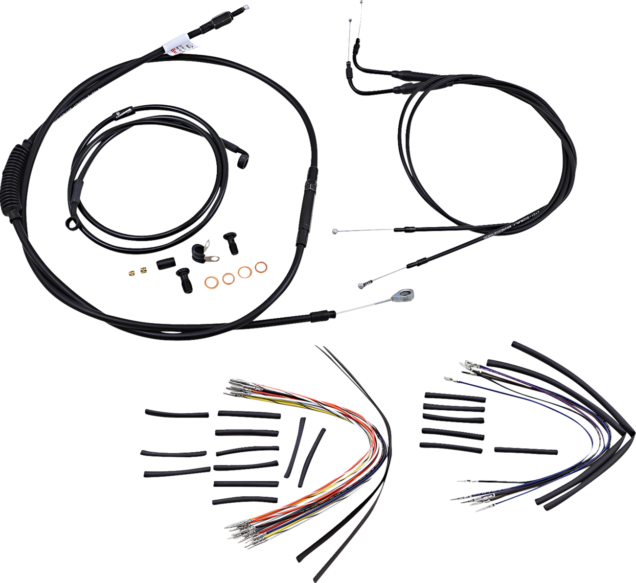 BURLY BRAND Complete Black Vinyl Handlebar Cable/Line Kit for Ape Hangers - 18" / '00-'06 FLST 0610-0486