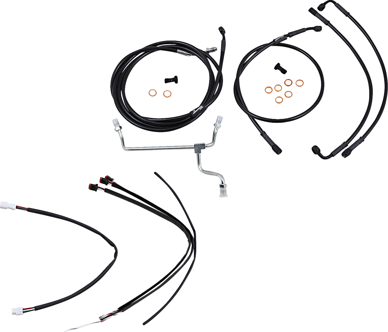 BURLY BRAND Complete Black Vinyl Handlebar Cable/Line Kit for Ape Hangers - 18" / '17-'19 Touring 0610-2088