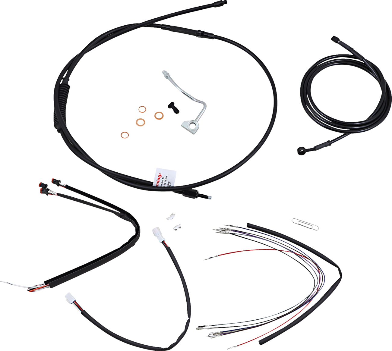BURLY BRAND Complete Black Vinyl Handlebar Cable/Line Kit for Ape Hangers - 18" / ABS / '14-'16 FLHR 0610-2082