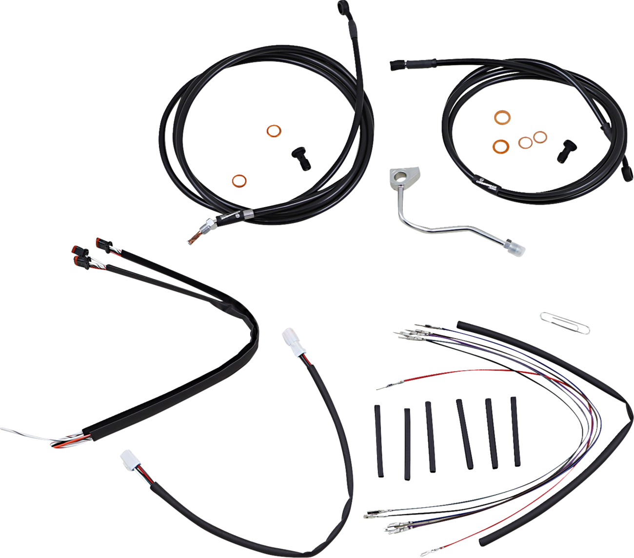 BURLY BRAND Complete Black Vinyl Handlebar Cable/Line Kit for Ape Hangers - 18" / ABS / '15-'16 FLTR 0610-2085