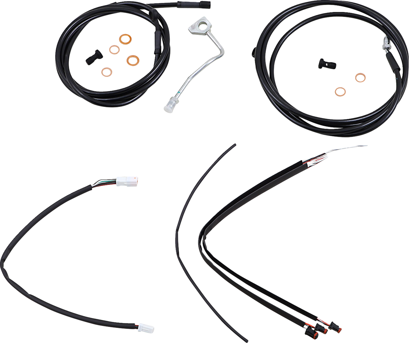 BURLY BRAND Complete Black Vinyl Handlebar Cable/Line Kit for Ape Hangers - 18" / ABS / '17-'20 Touring 0610-2091