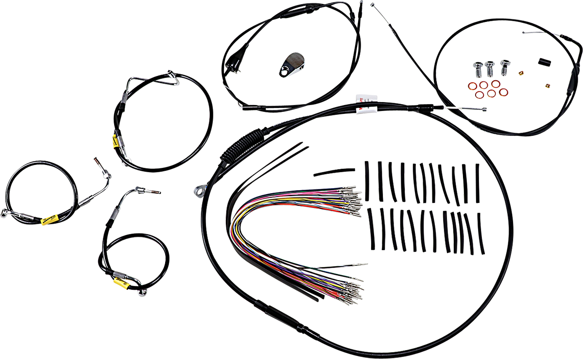 BURLY BRAND Control Kit for Early Touring Bikes with Bagger Bar Handlebars - 13" / Cruise / Black 0662-0582