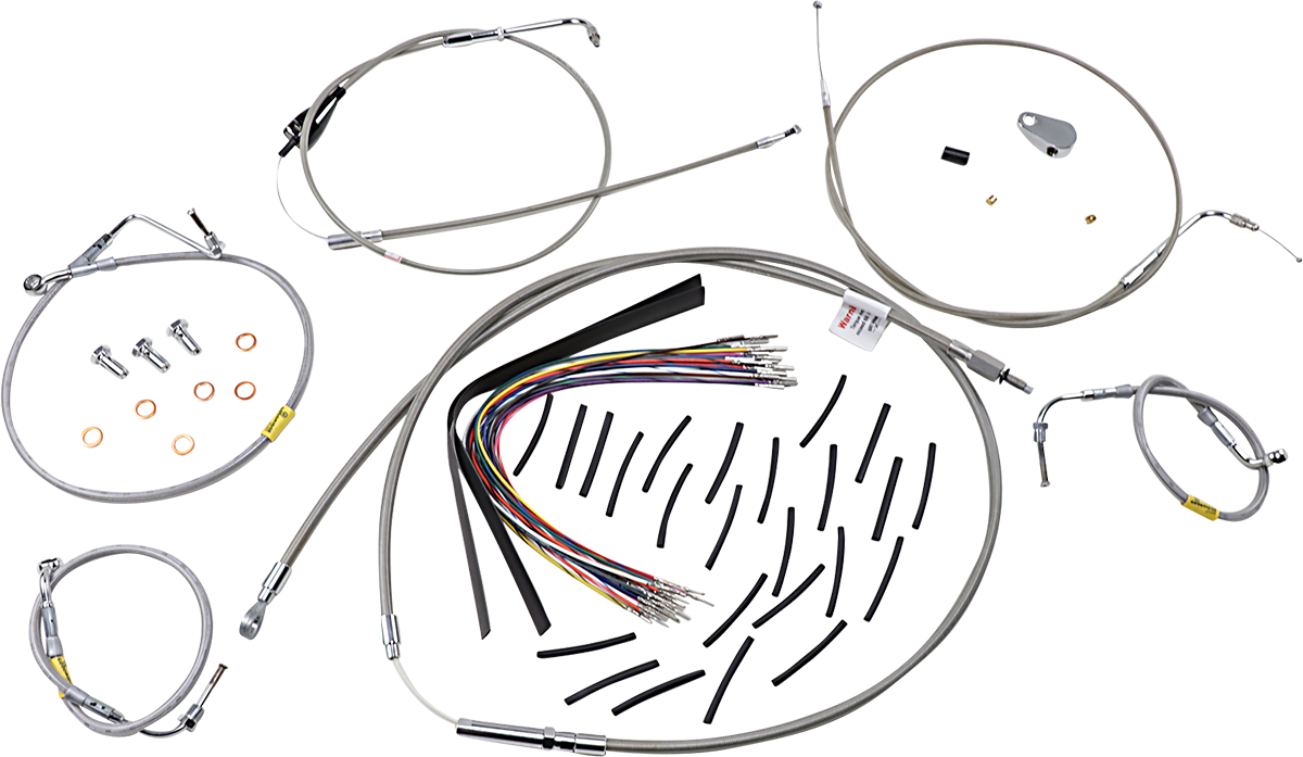 BURLY BRAND Control Kit for Early Touring Bikes with Bagger Bar Handlebars - 13" / Cruise / Stainless 0662-0584