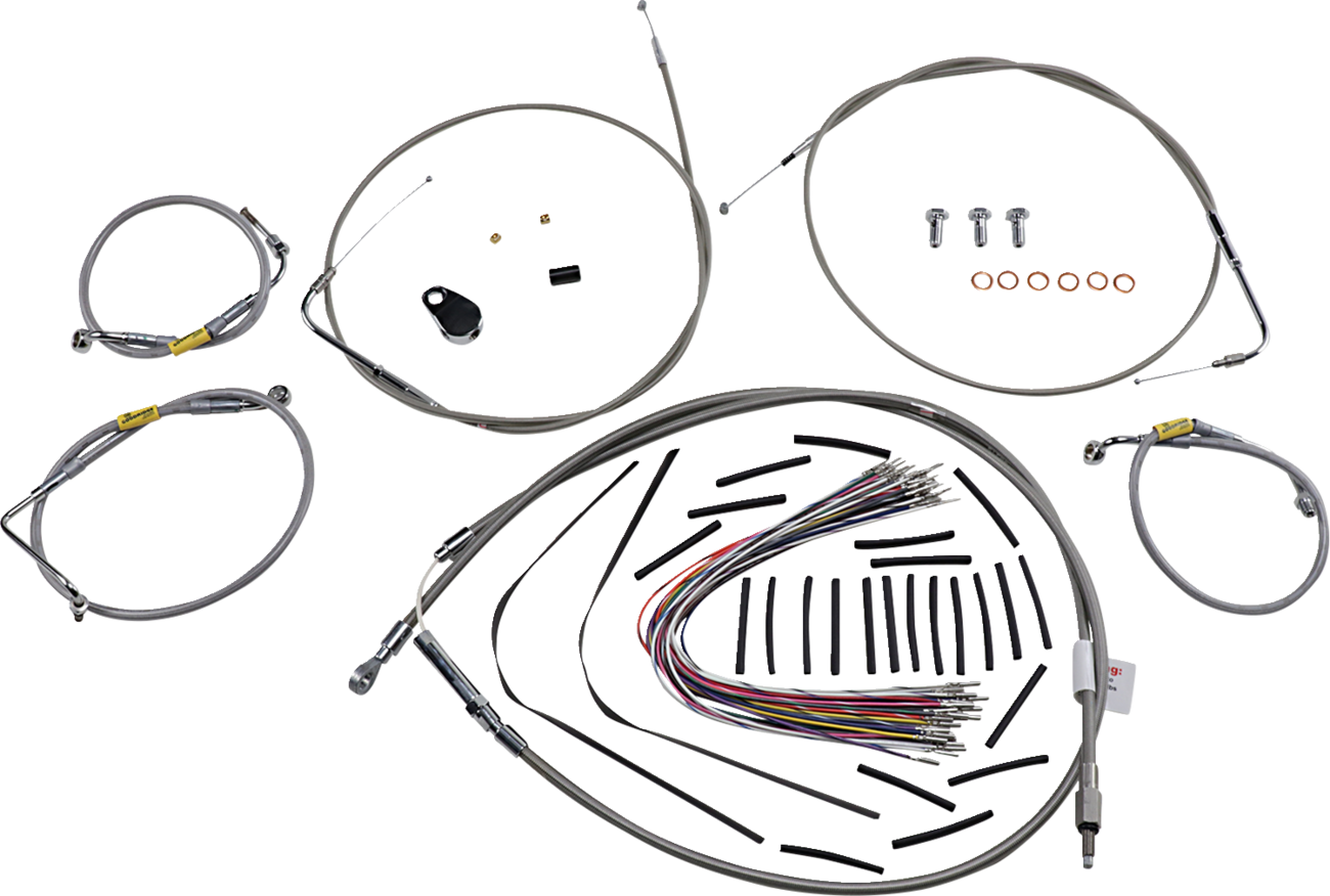 BURLY BRAND Control Kit for Early Touring Bikes with Bagger Bar Handlebars - 13" / Non-Cruise / Stainless 0662-0580