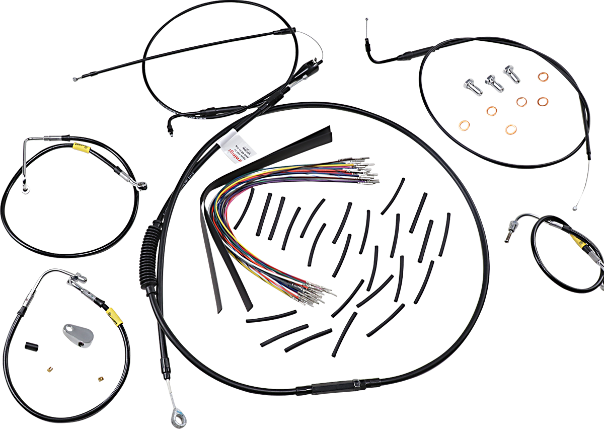 BURLY BRAND Control Kit for Early Touring Bikes with Bagger Bar Handlebars - 15" / Cruise / Black 0662-0583