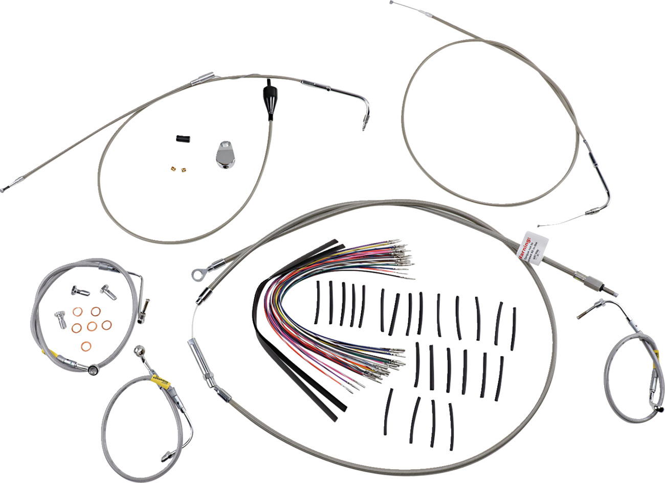 BURLY BRAND Control Kit for Early Touring Bikes with Bagger Bar Handlebars - 15" / Cruise / Stainless 0662-0585