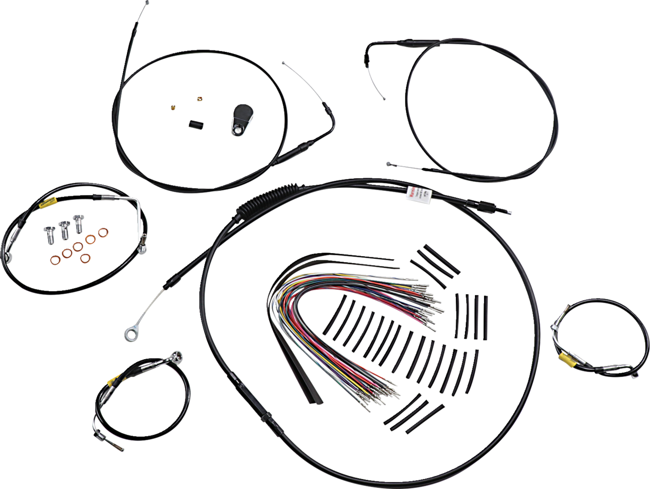BURLY BRAND Control Kit for Early Touring Bikes with Bagger Bar Handlebars - 15" / Non-Cruise / Black 0662-0579