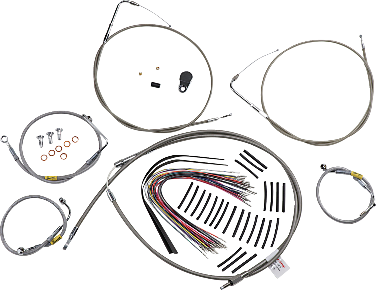 BURLY BRAND Control Kit for Early Touring Bikes with Bagger Bar Handlebars - 15" / Non-Cruise / Stainless 0662-0581