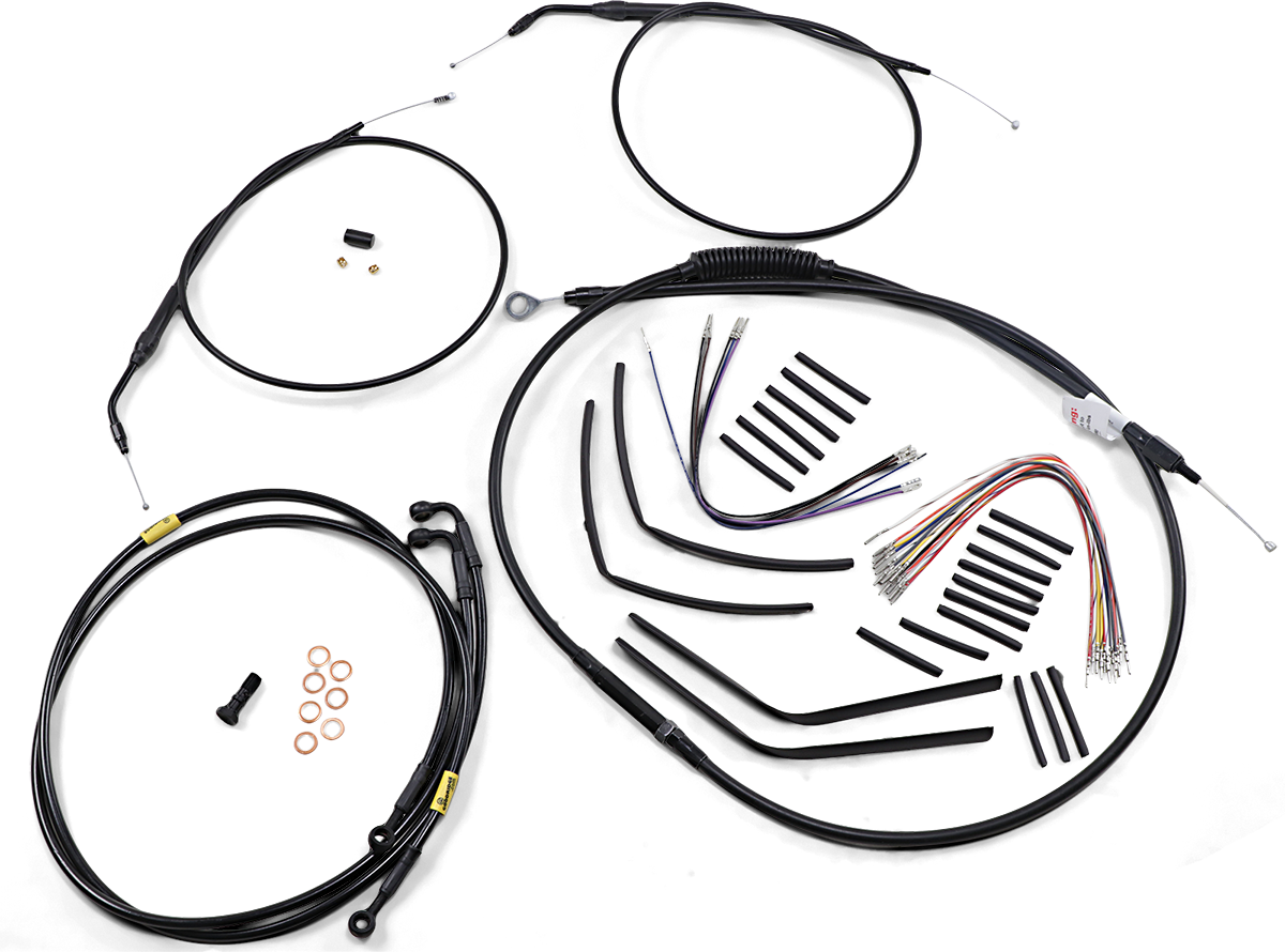 BURLY BRAND Jail Bar Cable Kit - 12" Handlebars / Black Vinyl / '08-'11 FXDF 0662-0598