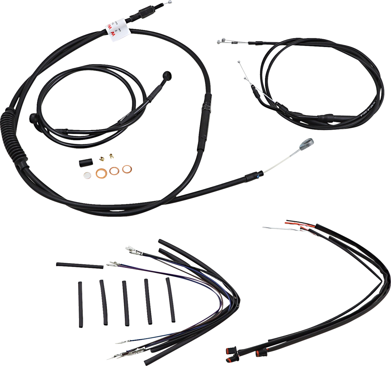 BURLY BRAND Jail Bar Cable Kit - 12" Handlebars / Black Vinyl / '12-'17 Dyna 0610-1922