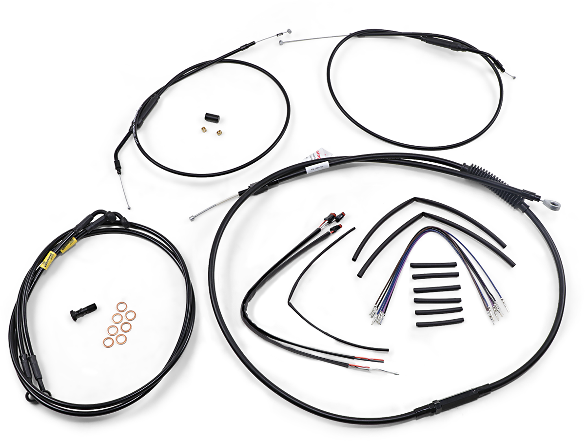 BURLY BRAND Jail Bar Cable Kit - 12" Handlebars / Black Vinyl / '12-'17 Dyna 0662-0600