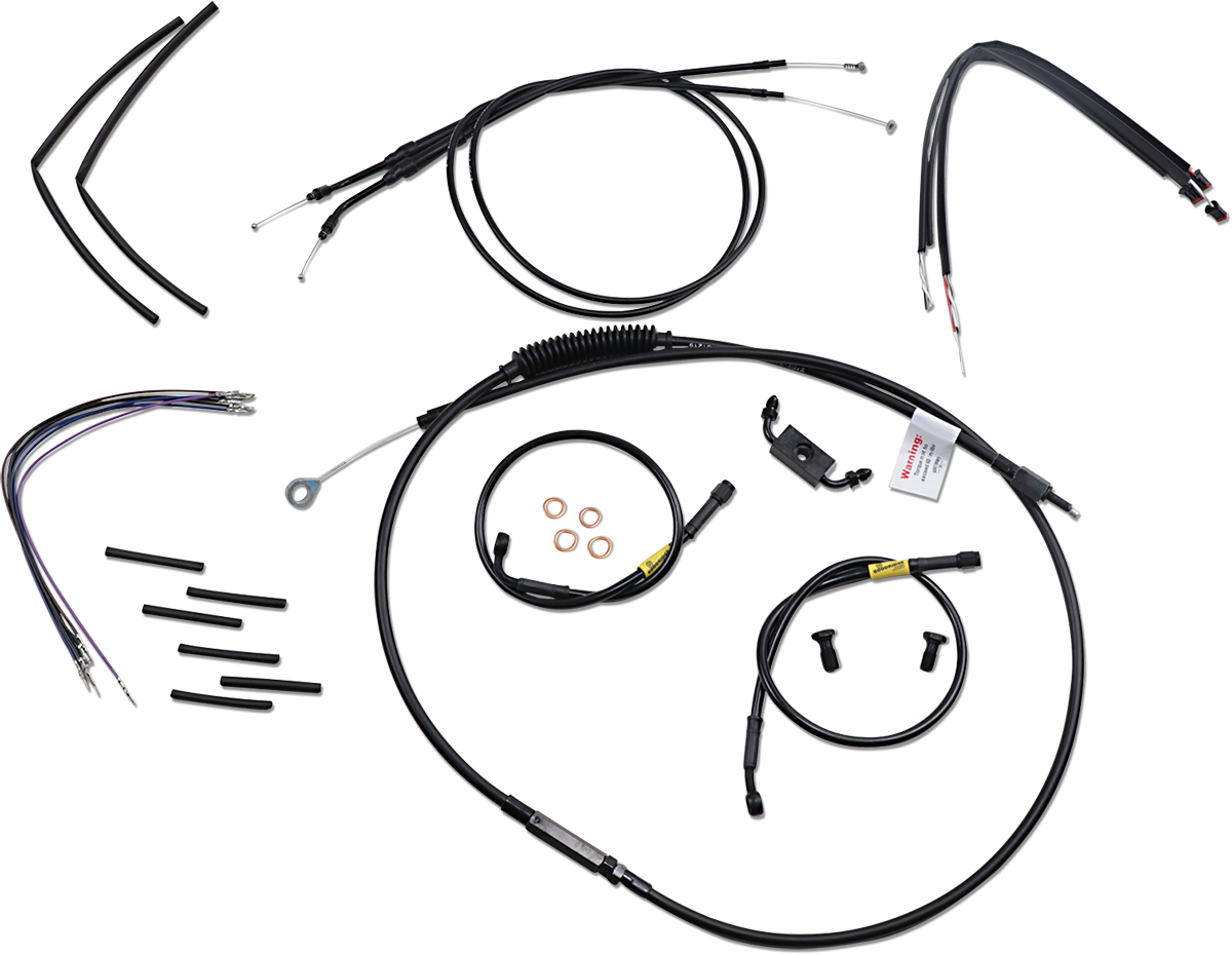 BURLY BRAND Jail Bar Cable Kit - 12" Handlebars / Black Vinyl / '12-'17 FXDWG 0662-0605