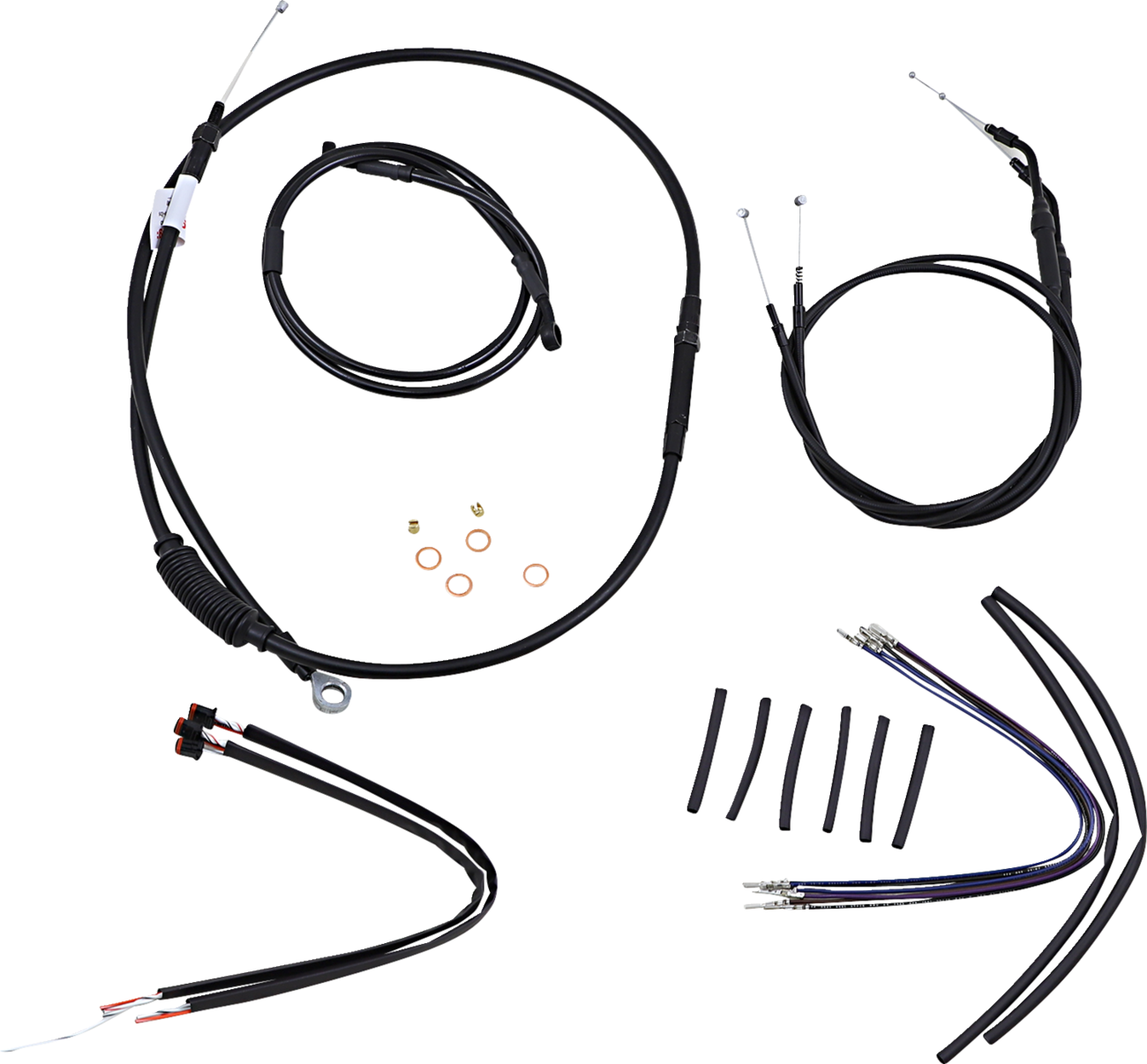 BURLY BRAND Jail Bar Cable Kit - 12" Handlebars / Black Vinyl / '14-'22 XL 0610-1917